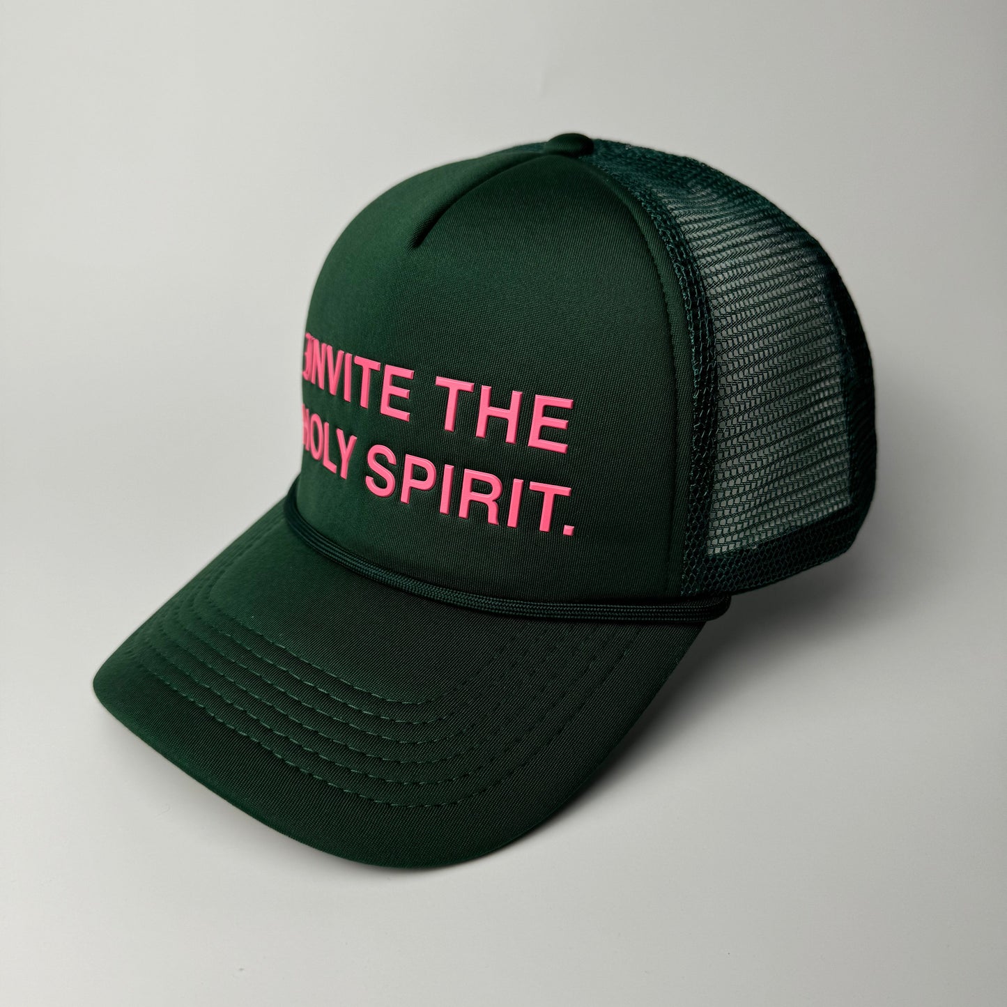 Invite The Holy Spirit Trucker Hat - Green/Pink