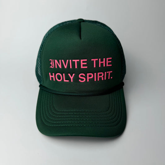 Invite The Holy Spirit Trucker Hat - Green/Pink