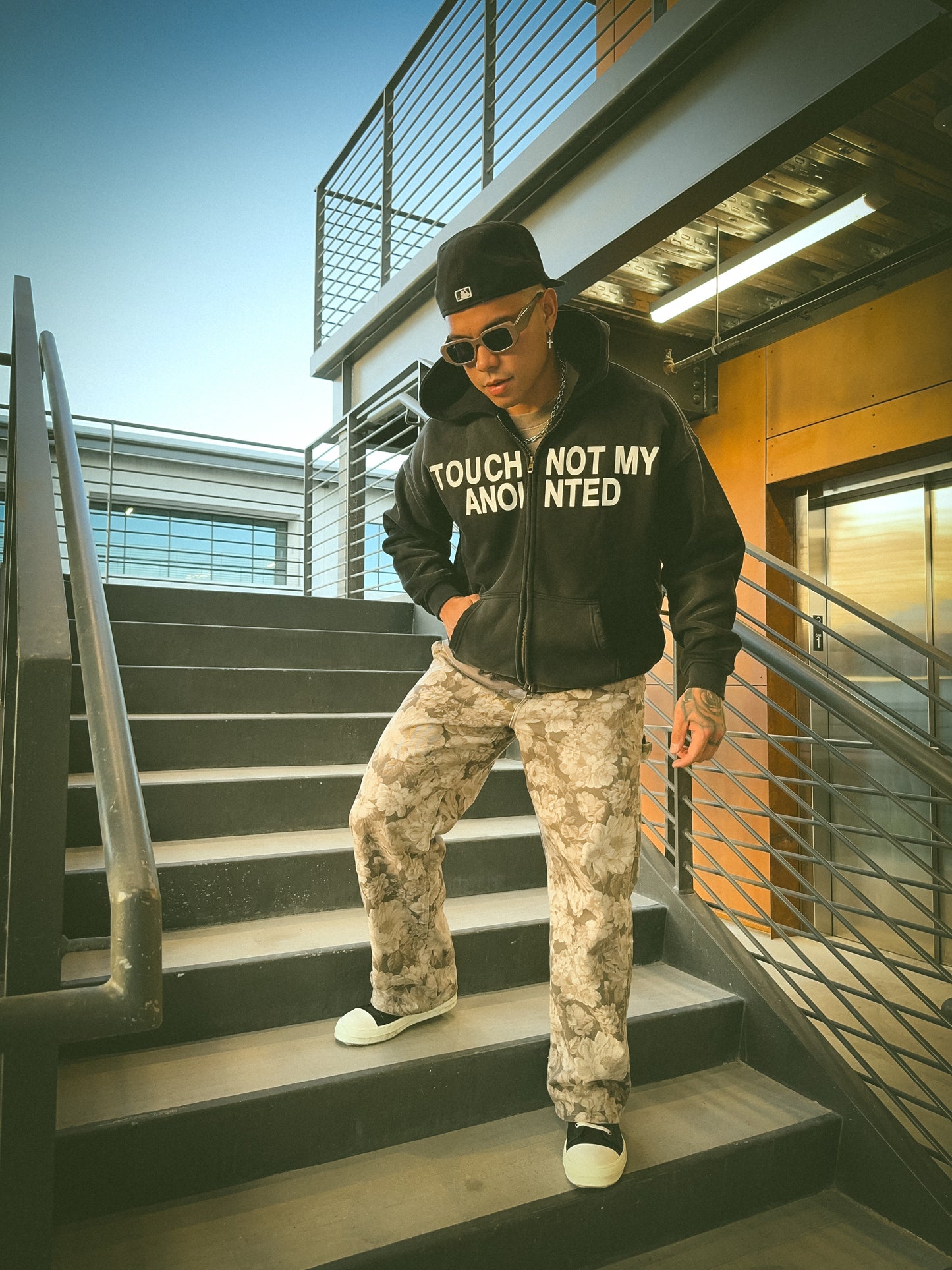 Touch Not My Anointed Zipper Hoodie (Sun-Faded Black)