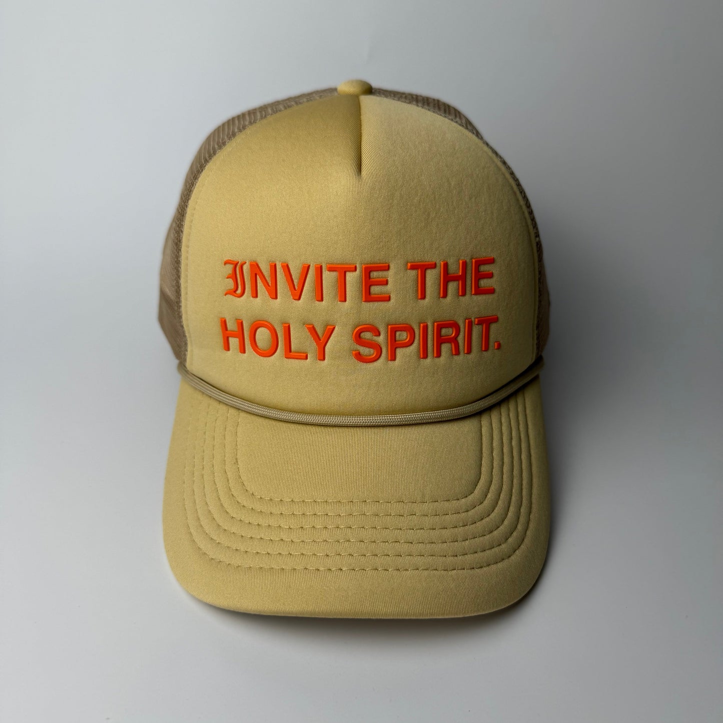 Invite The Holy Spirit Trucker Hat - Cream/Orange
